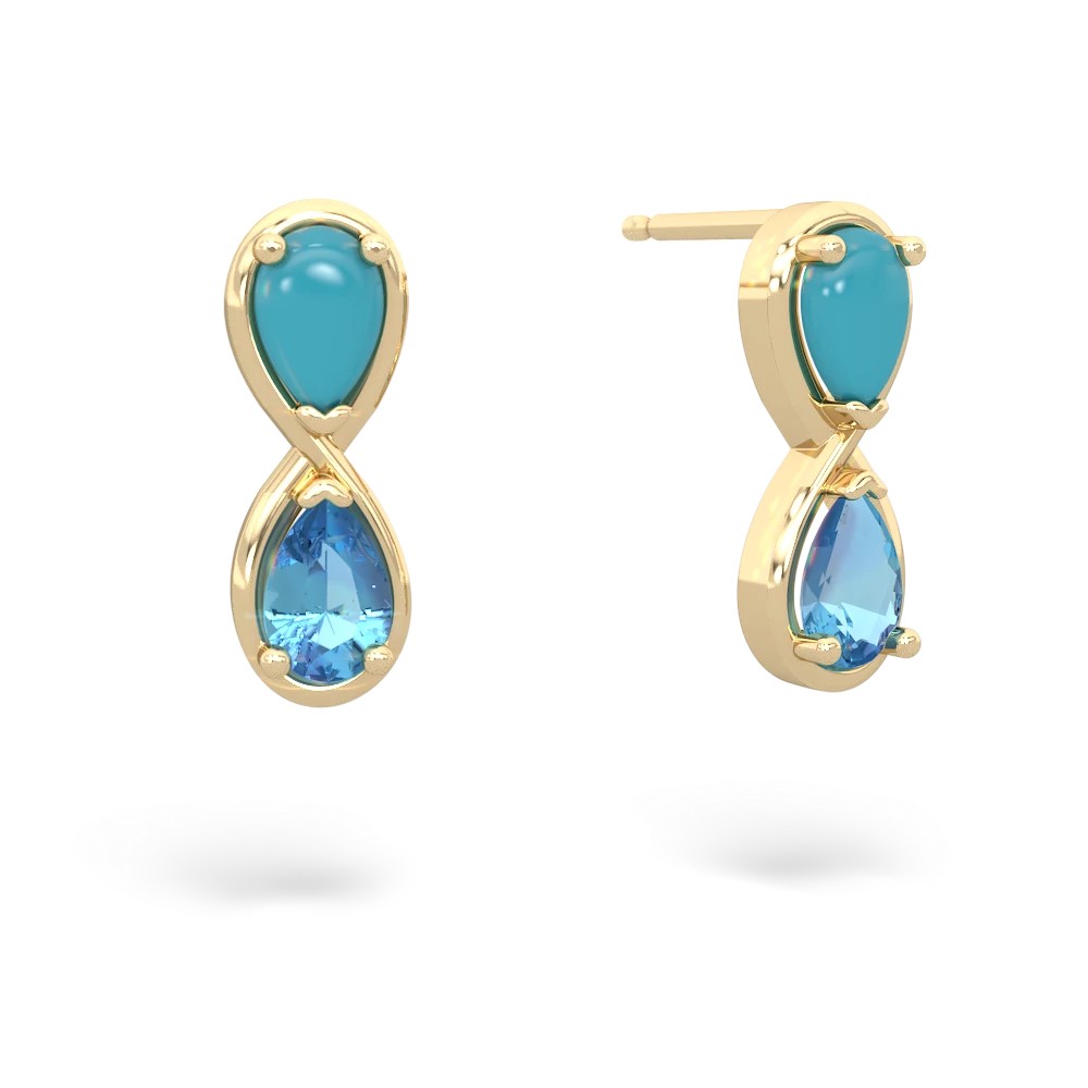 Turquoise Infinity 14K Yellow Gold earrings E5050