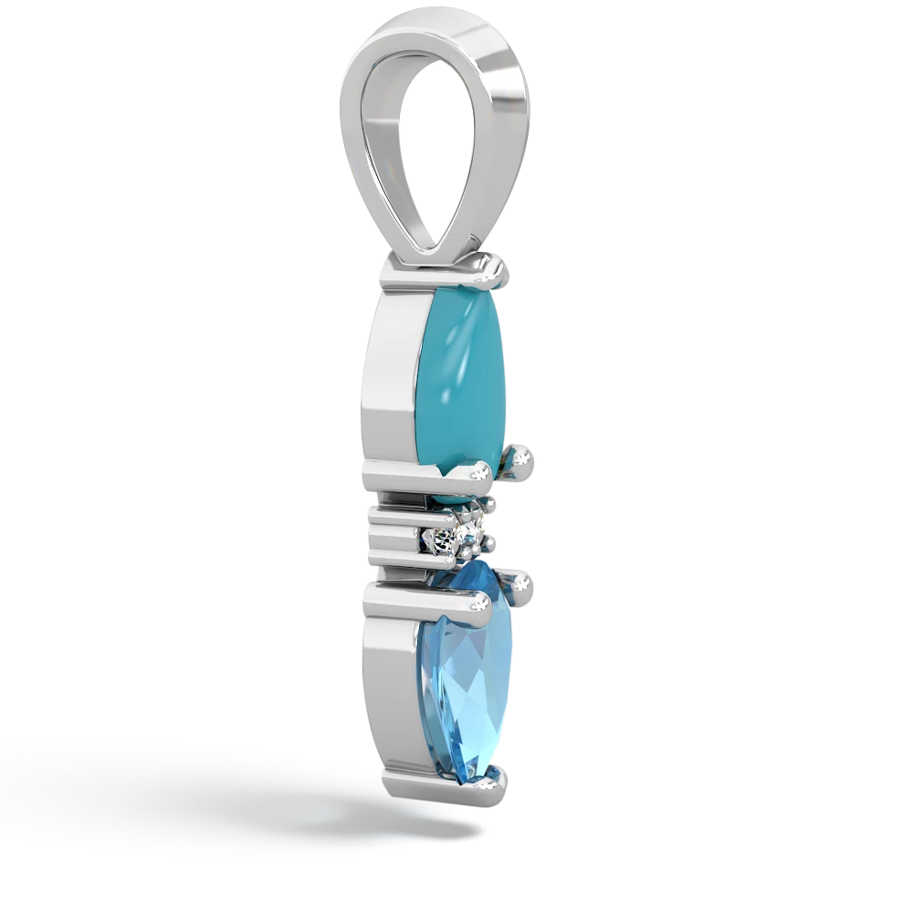 Turquoise Bowtie Drop 14K White Gold pendant P0865