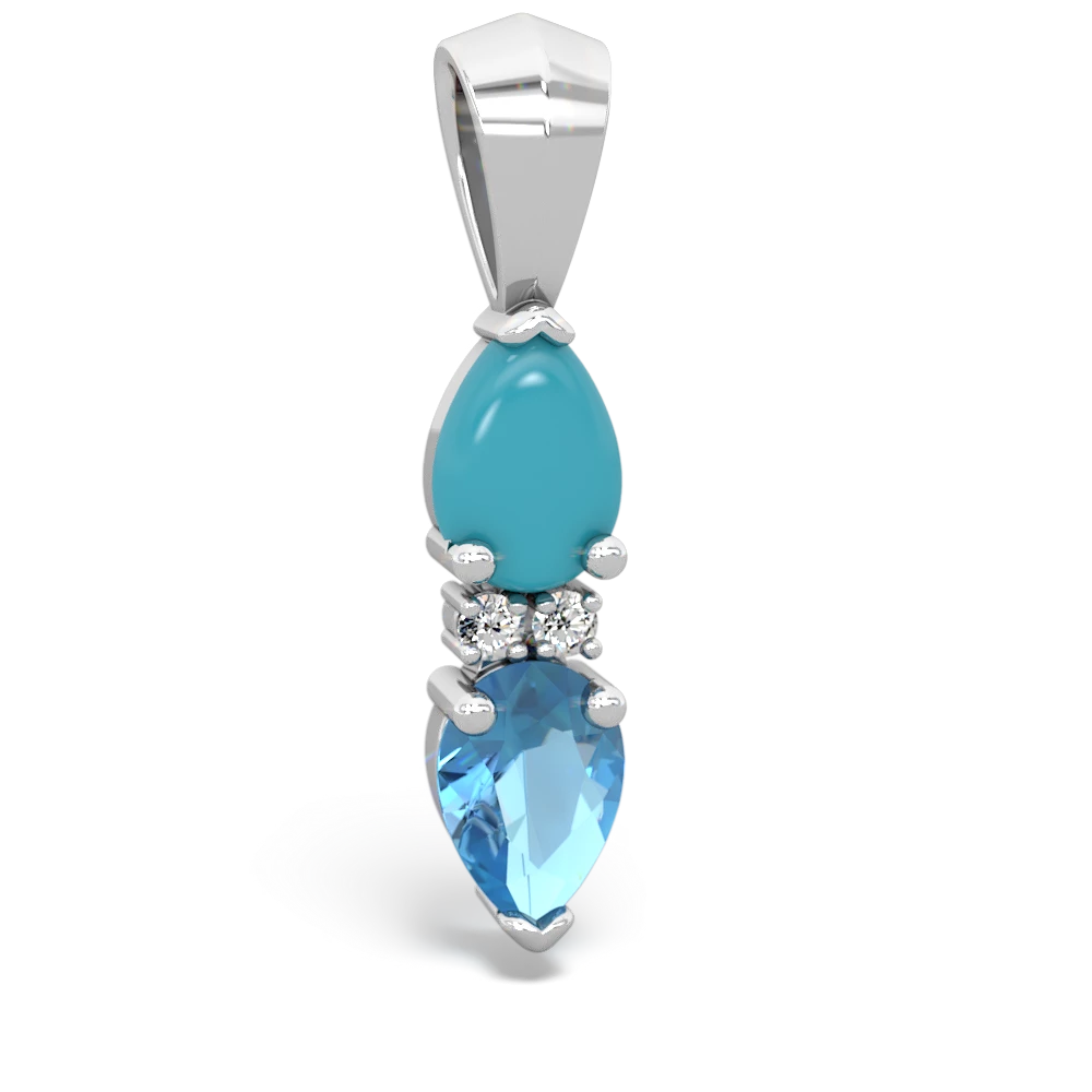 Turquoise Bowtie Drop 14K White Gold pendant P0865
