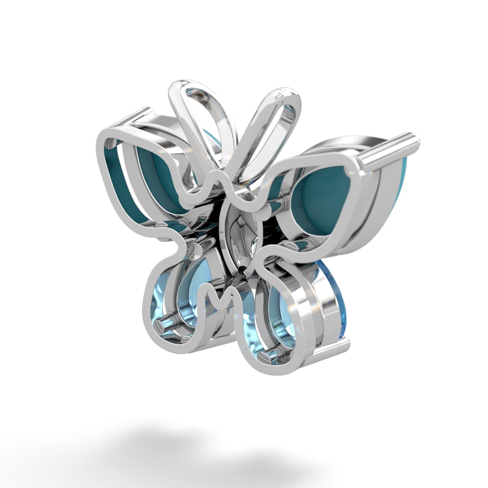 Turquoise Butterfly 14K White Gold pendant P2215