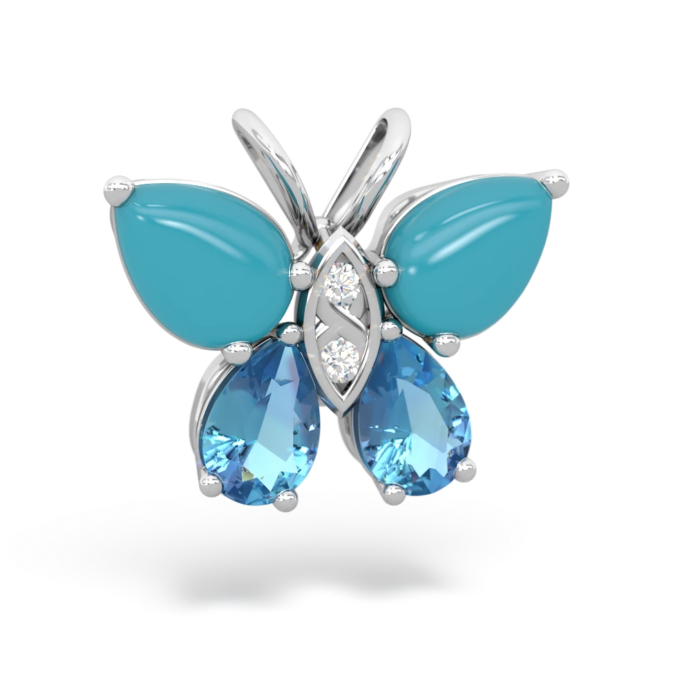 Turquoise Butterfly 14K White Gold pendant P2215