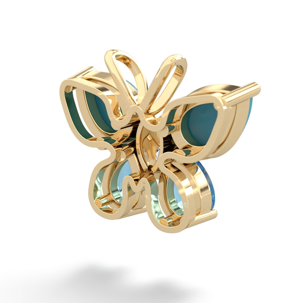 Turquoise Butterfly 14K Yellow Gold pendant P2215