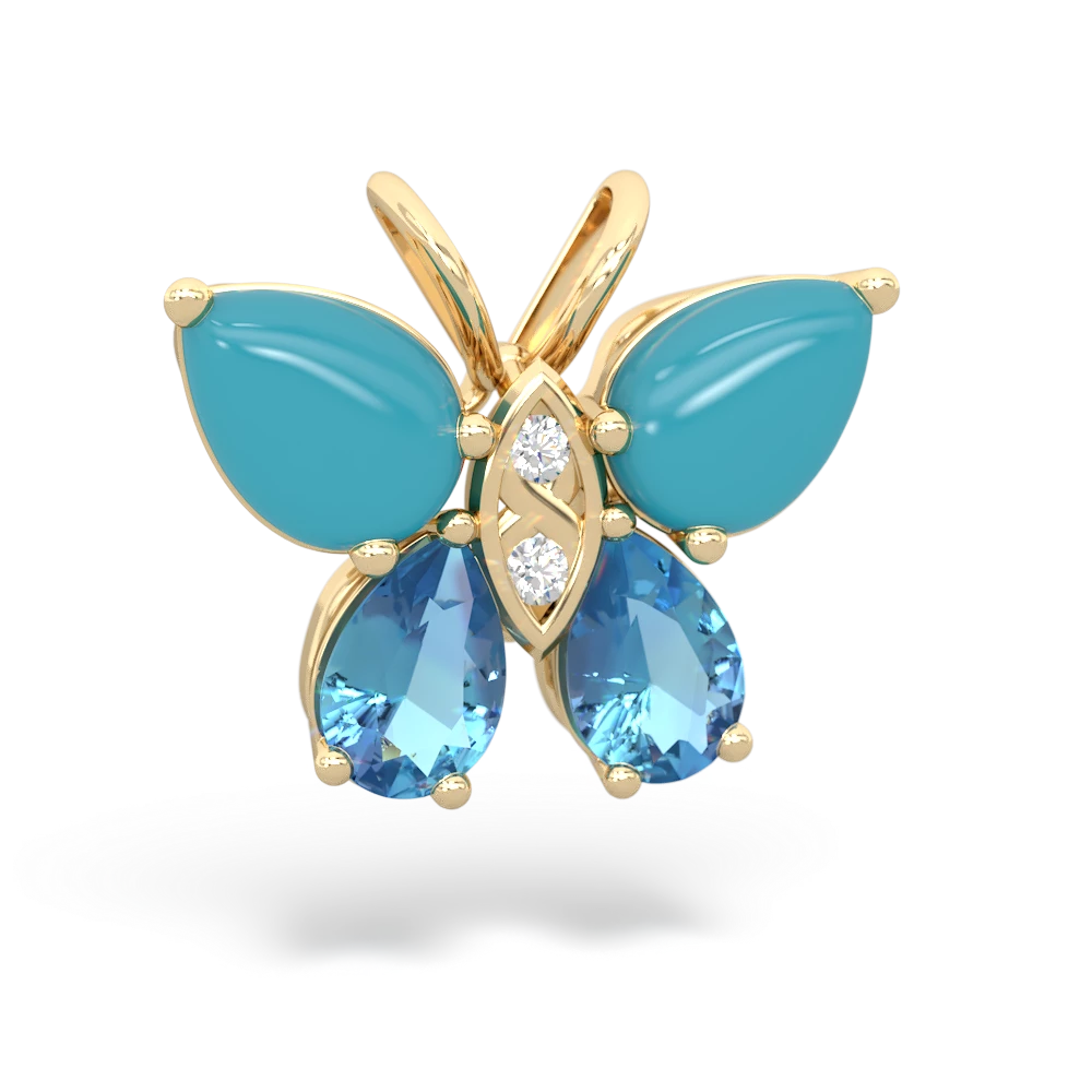 Turquoise Butterfly 14K Yellow Gold pendant P2215