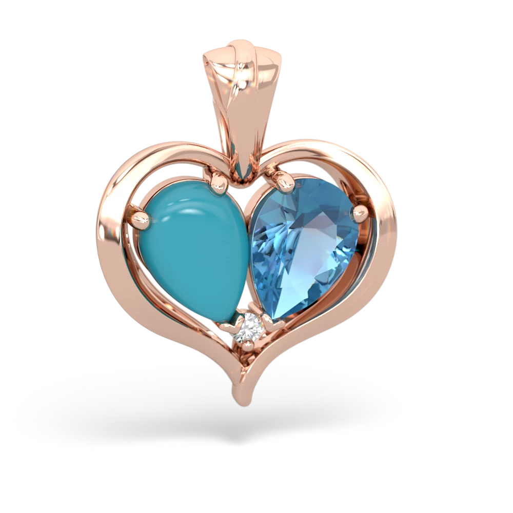 Turquoise Two Become One 14K Rose Gold pendant P5330