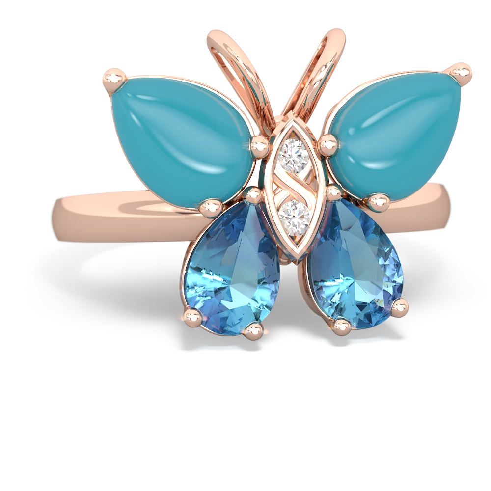 Turquoise Butterfly 14K Rose Gold ring R2215