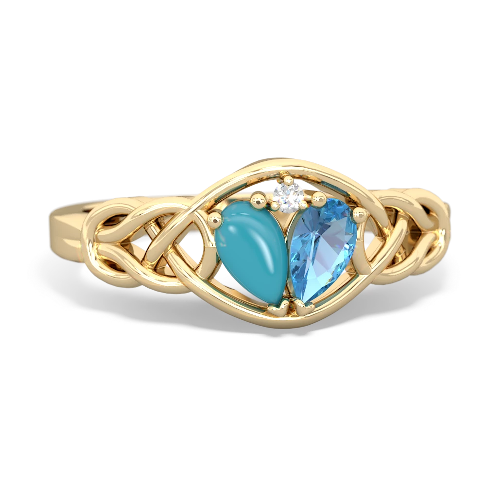 Turquoise Celtic Love Knot 14K Yellow Gold ring R5420