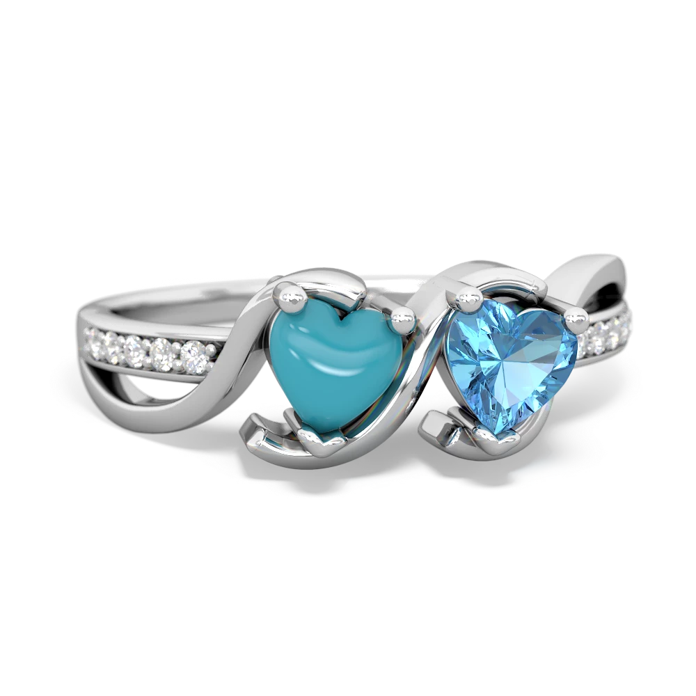 Turquoise Side By Side 14K White Gold ring R3090