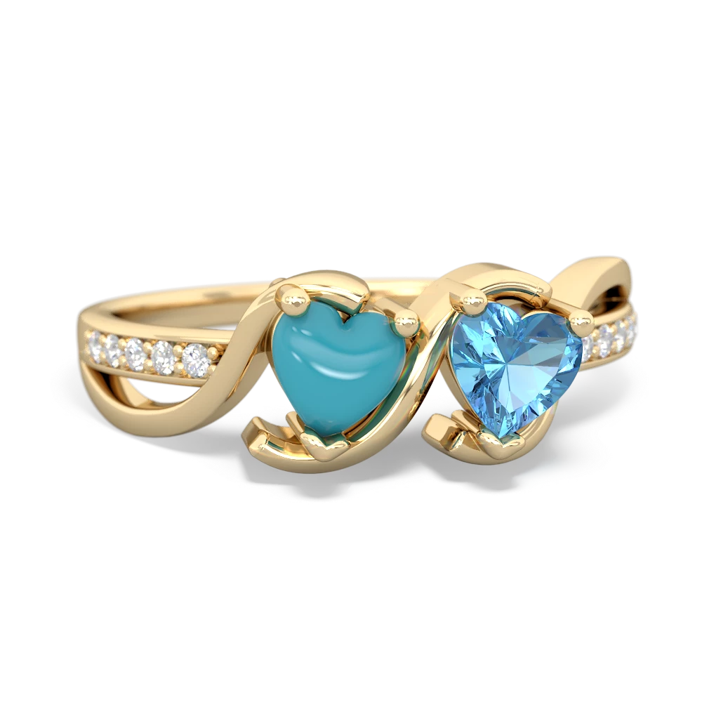 Turquoise Side By Side 14K Yellow Gold ring R3090