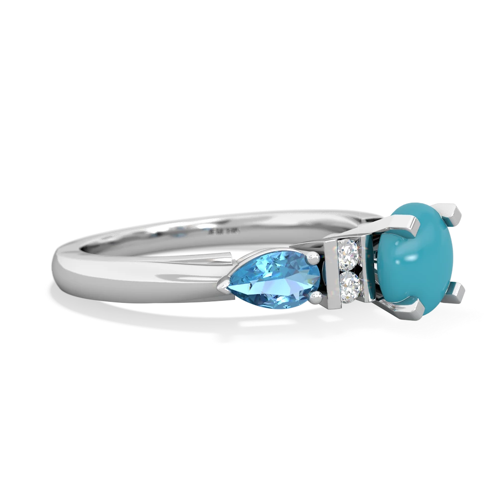 Turquoise 6Mm Round Eternal Embrace Engagement 14K White Gold ring R2005