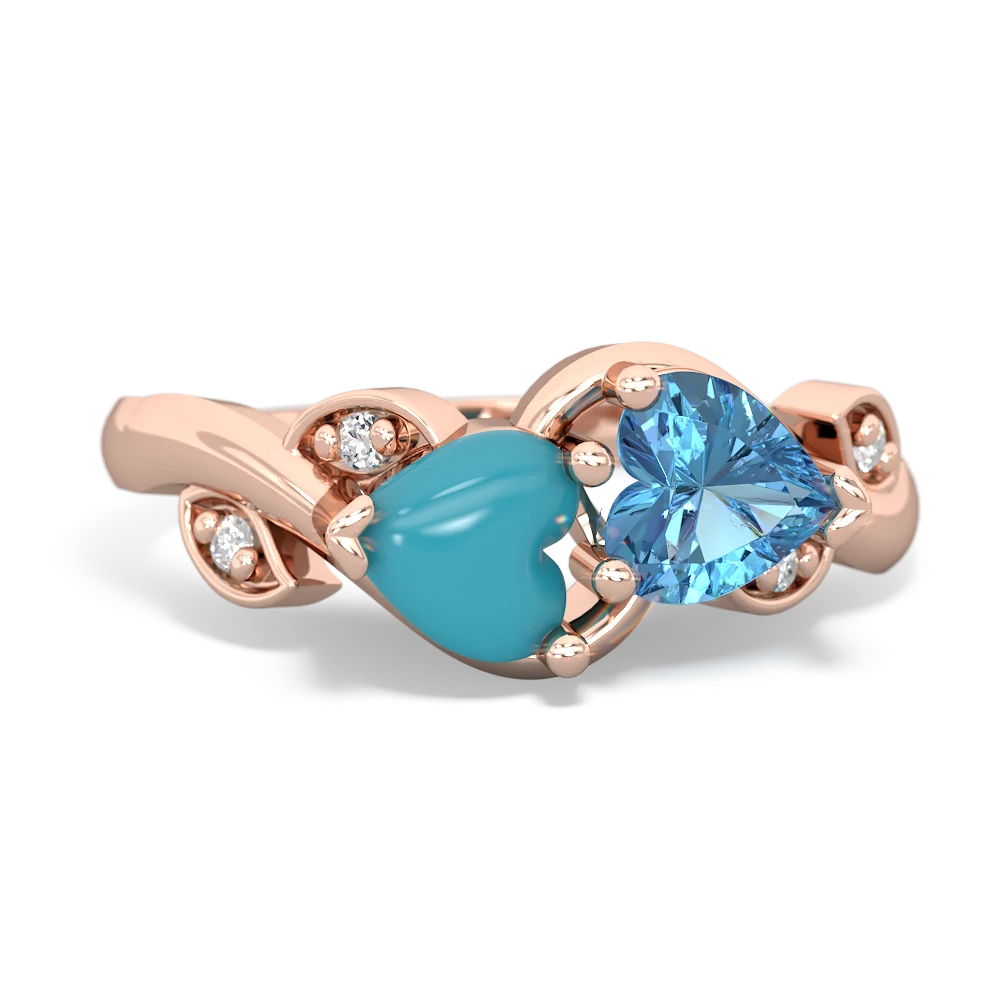 Turquoise Floral Elegance 14K Rose Gold ring R5790