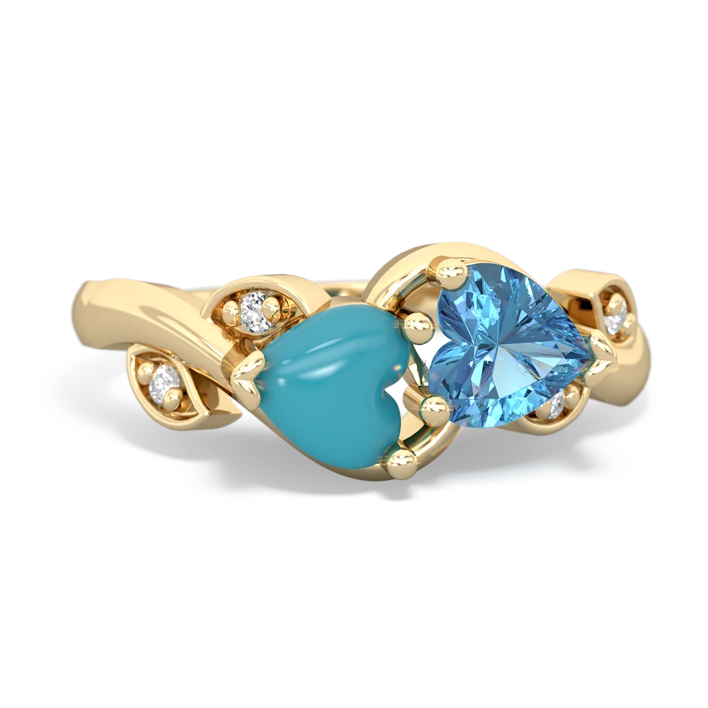 Turquoise Floral Elegance 14K Yellow Gold ring R5790