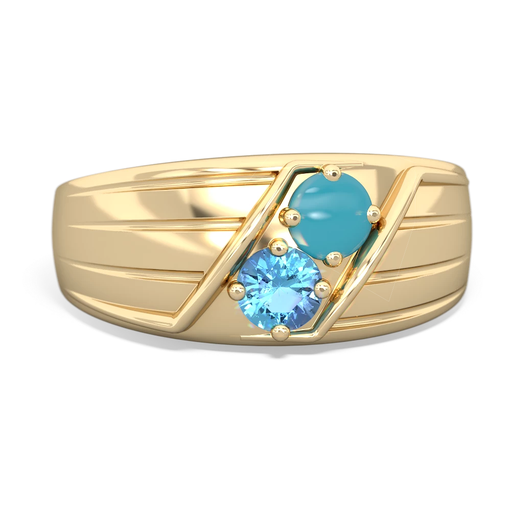 Turquoise Men's Streamline 14K Yellow Gold ring R0460