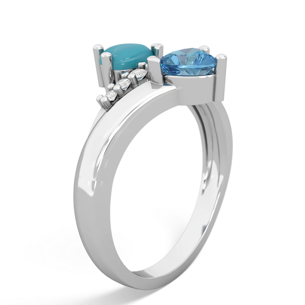 Turquoise Heart To Heart 14K White Gold ring R2064