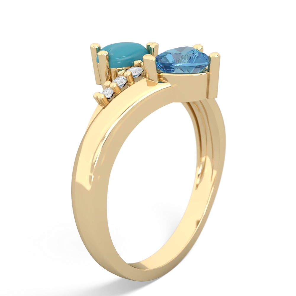 Turquoise Heart To Heart 14K Yellow Gold ring R2064