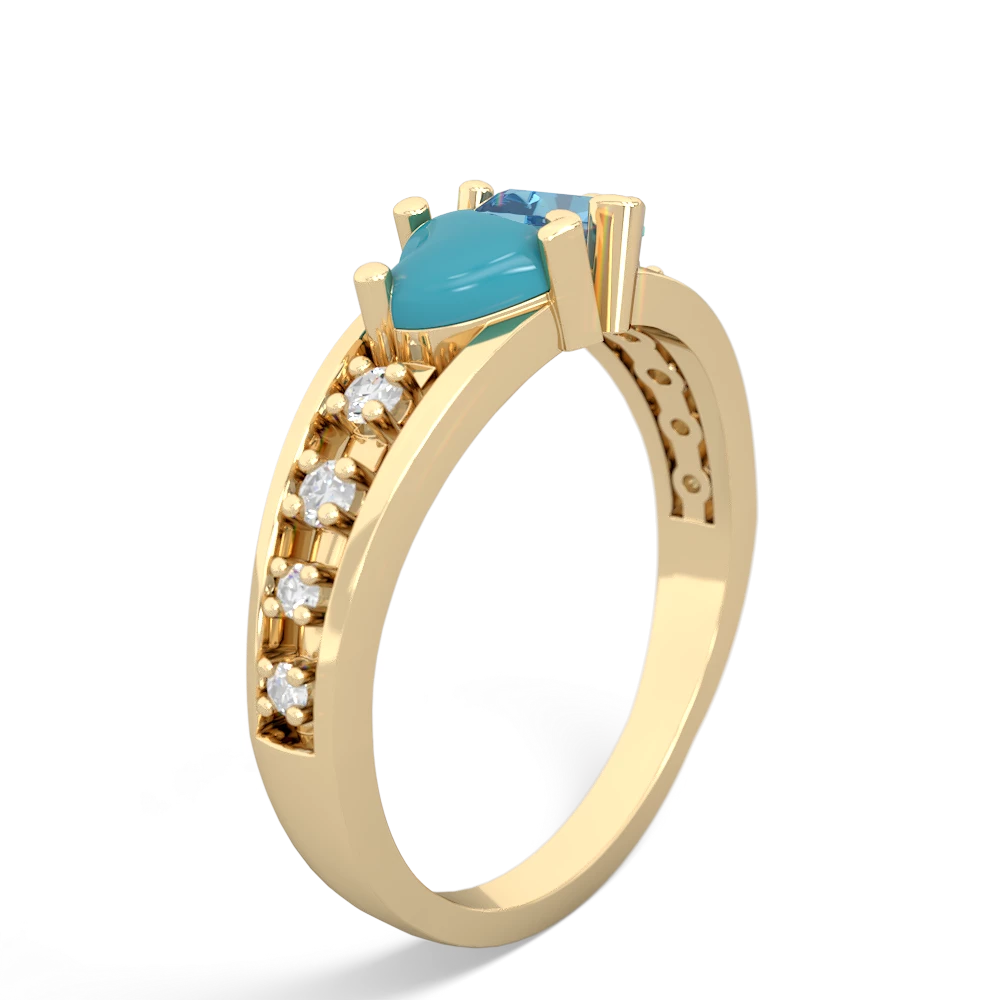 Turquoise Heart To Heart 14K Yellow Gold ring R3342