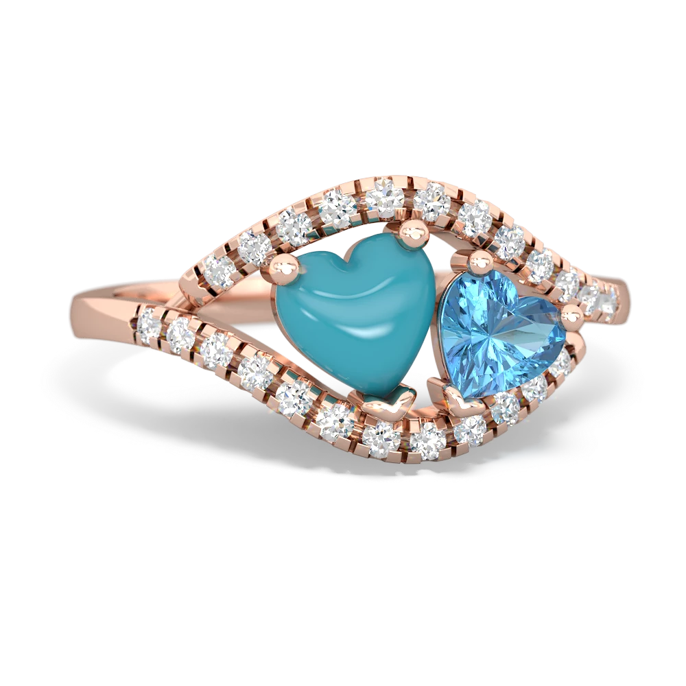 Turquoise Mother And Child 14K Rose Gold ring R3010