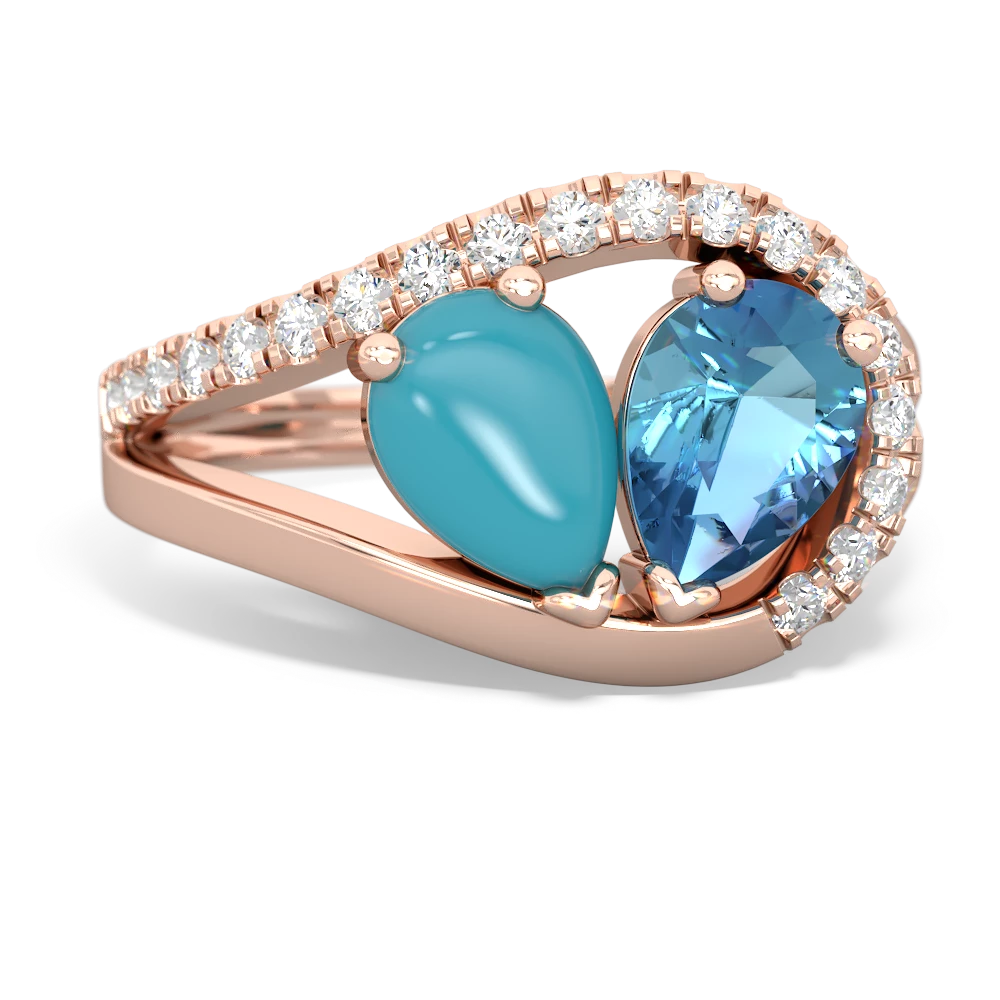 Turquoise Nestled Heart Keepsake 14K Rose Gold ring R5650