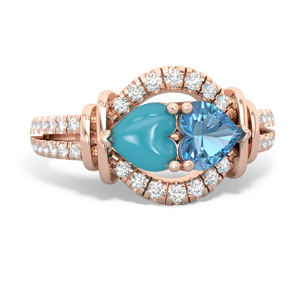 Turquoise Art-Deco Keepsake 14K Rose Gold ring R5630