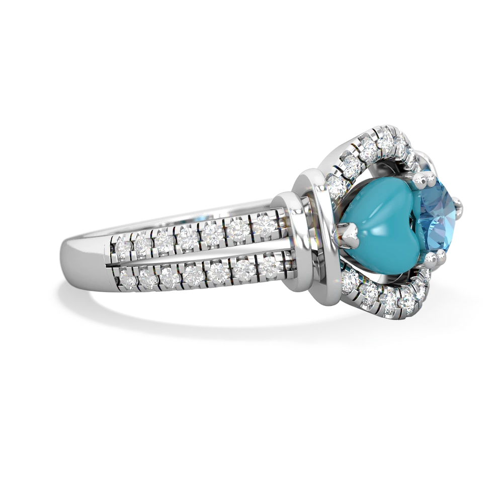 Turquoise Art-Deco Keepsake 14K White Gold ring R5630