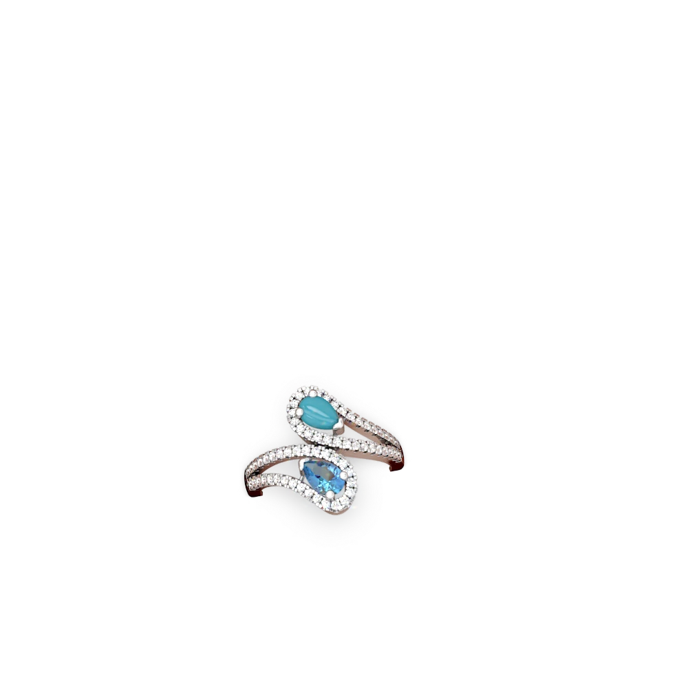 Turquoise Diamond Dazzler 14K White Gold ring R3000