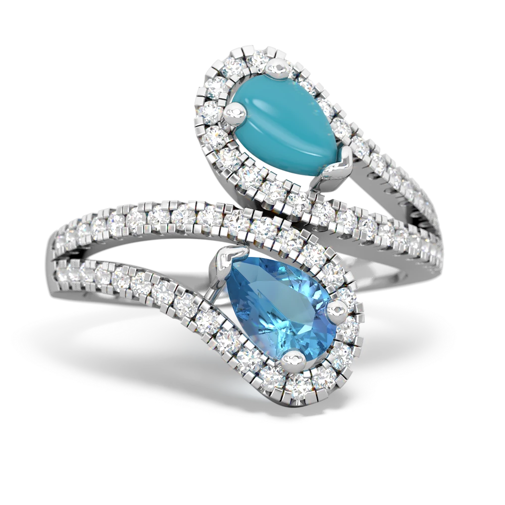 Turquoise Diamond Dazzler 14K White Gold ring R3000