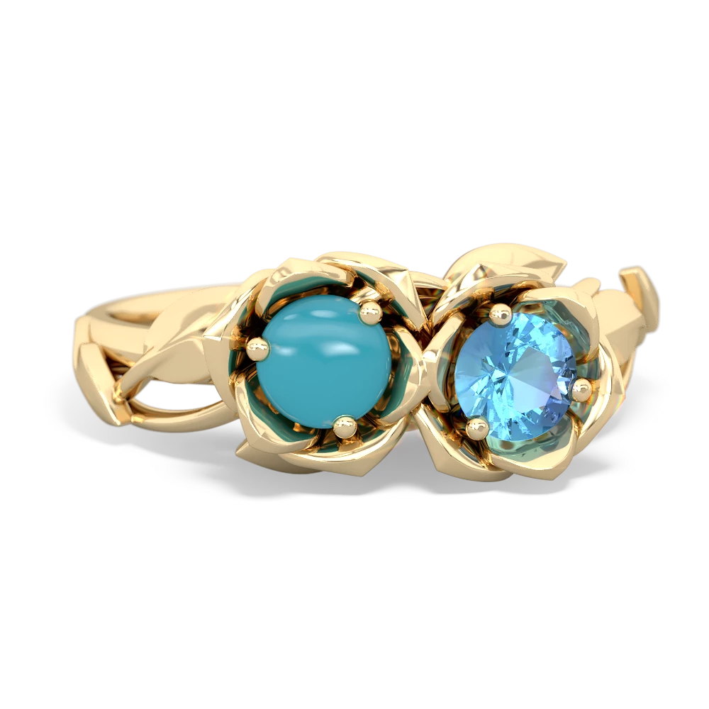 Turquoise Rose Garden 14K Yellow Gold ring R5510