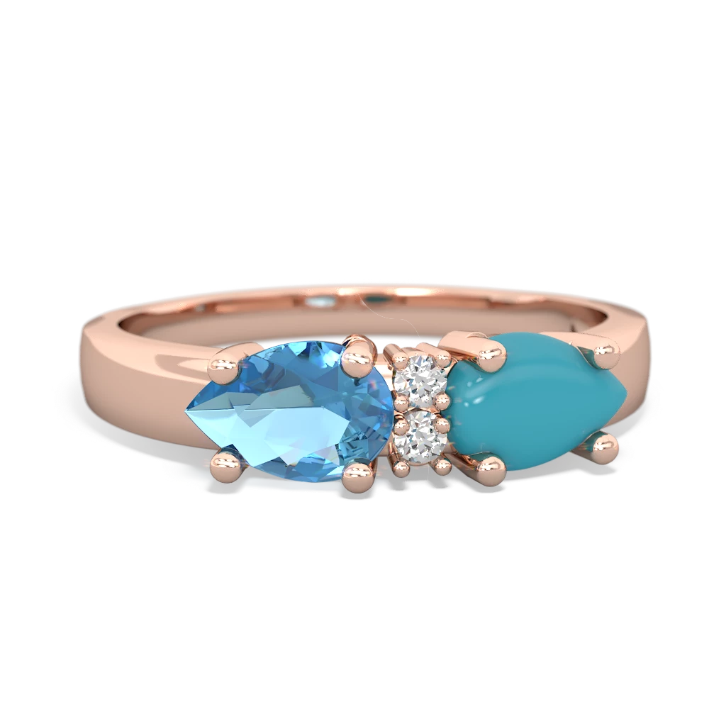 Turquoise Pear Bowtie 14K Rose Gold ring R0865