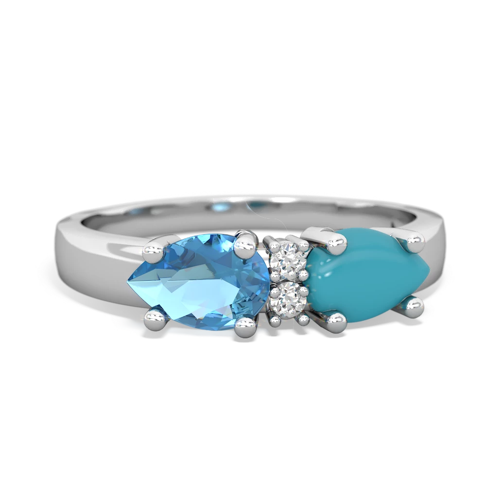 Turquoise Pear Bowtie 14K White Gold ring R0865