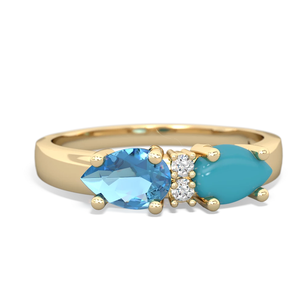 Turquoise Pear Bowtie 14K Yellow Gold ring R0865