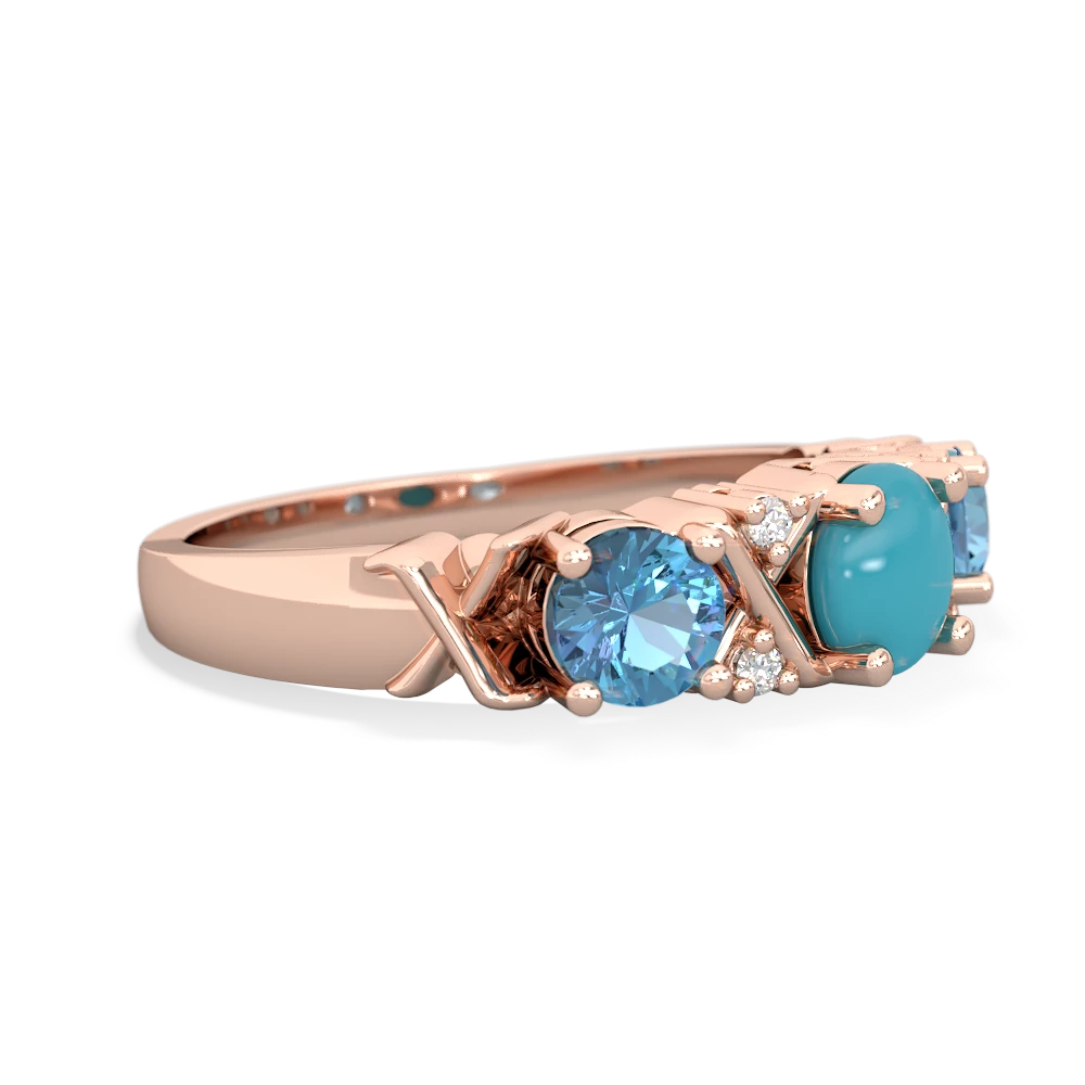 Turquoise Hugs And Kisses 14K Rose Gold ring R5016