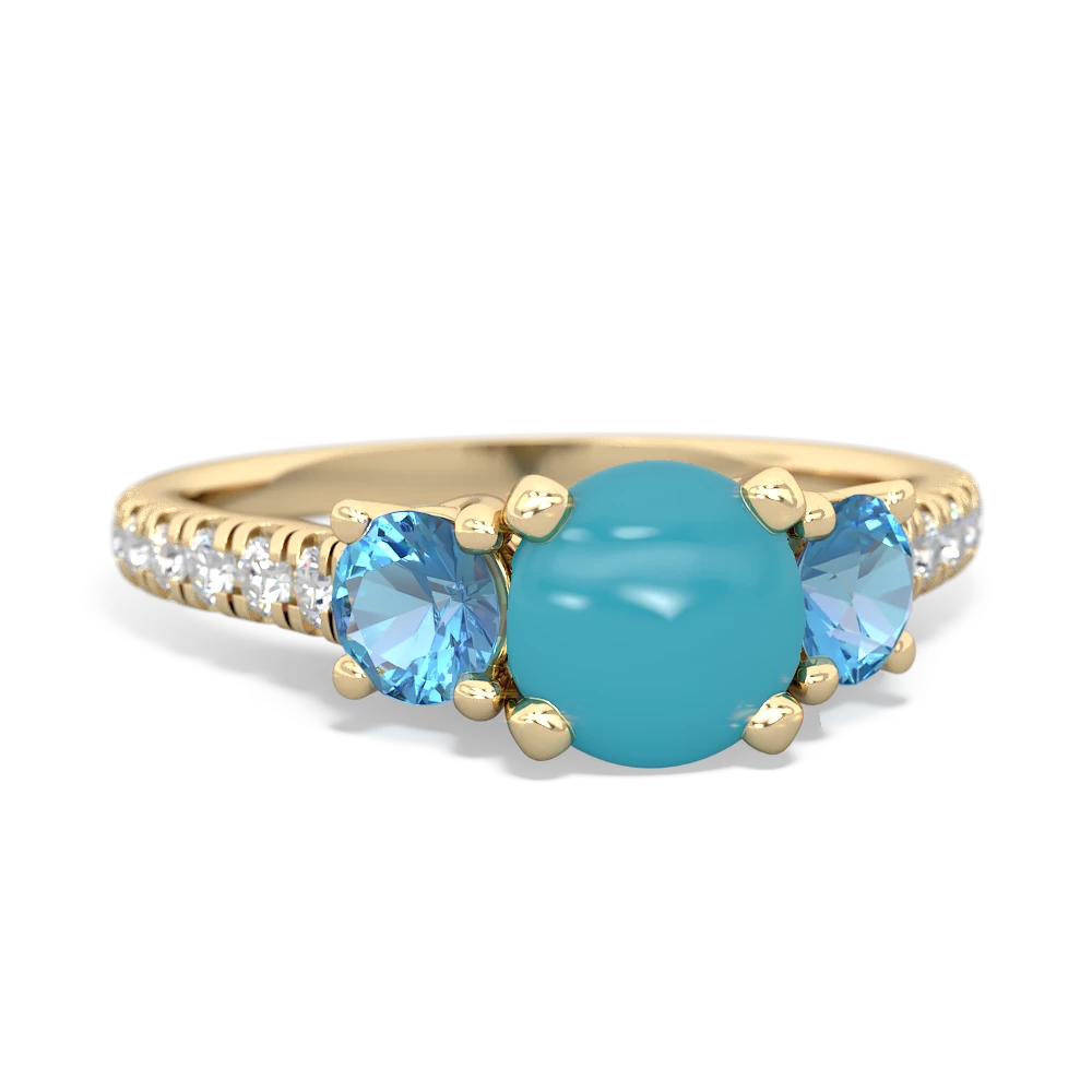 Turquoise Pave Trellis 14K Yellow Gold ring R5500