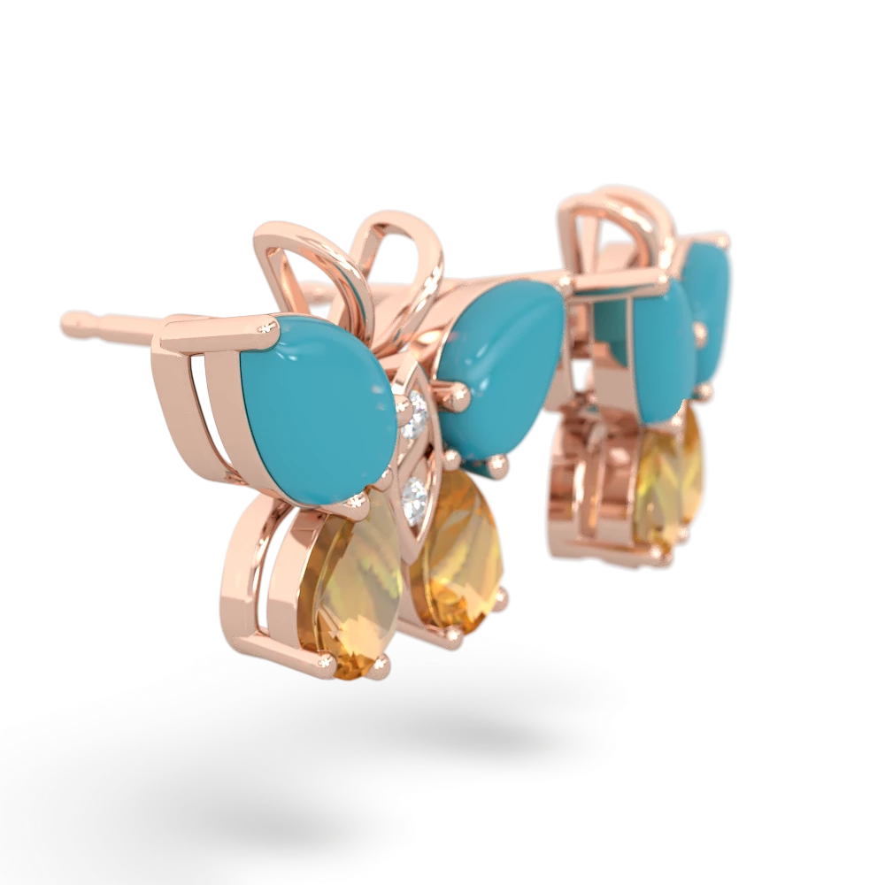 Turquoise Butterfly 14K Rose Gold earrings E2215