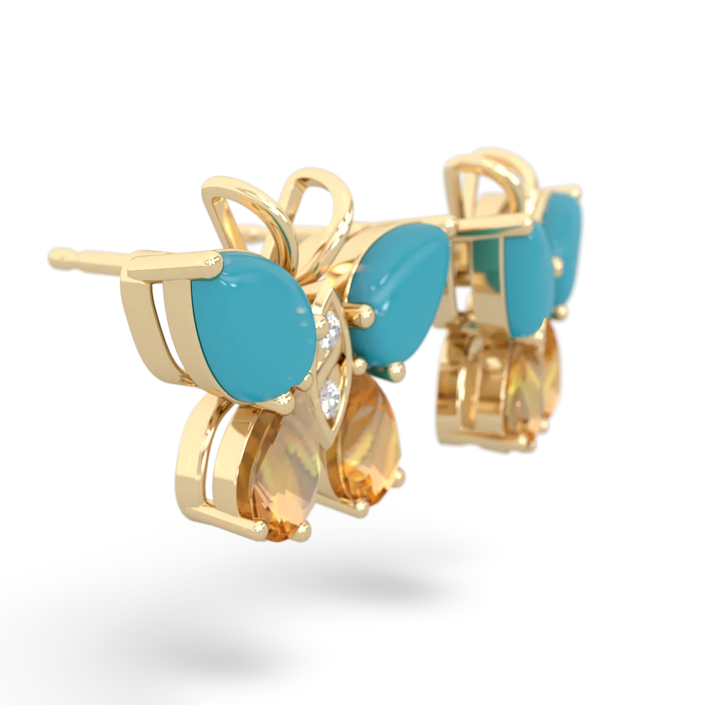 Turquoise Butterfly 14K Yellow Gold earrings E2215