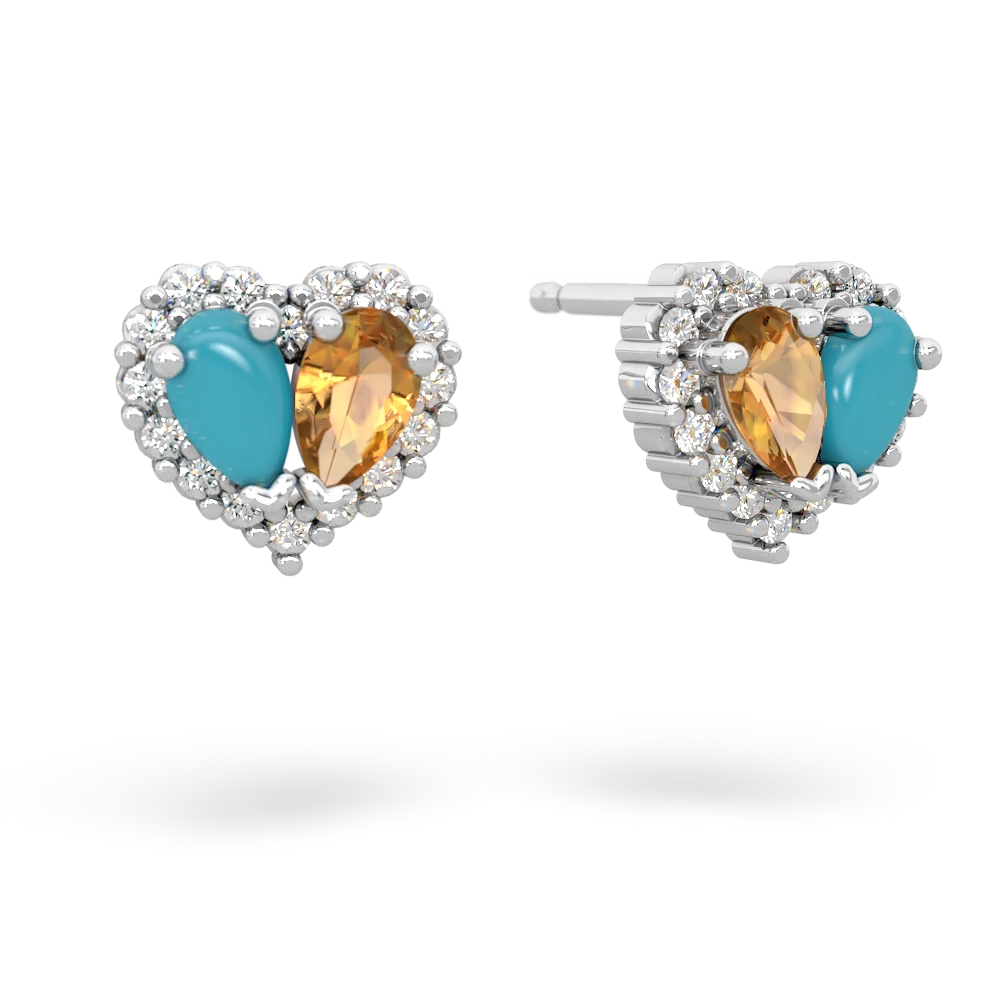 Turquoise Halo 14K White Gold earrings E7008