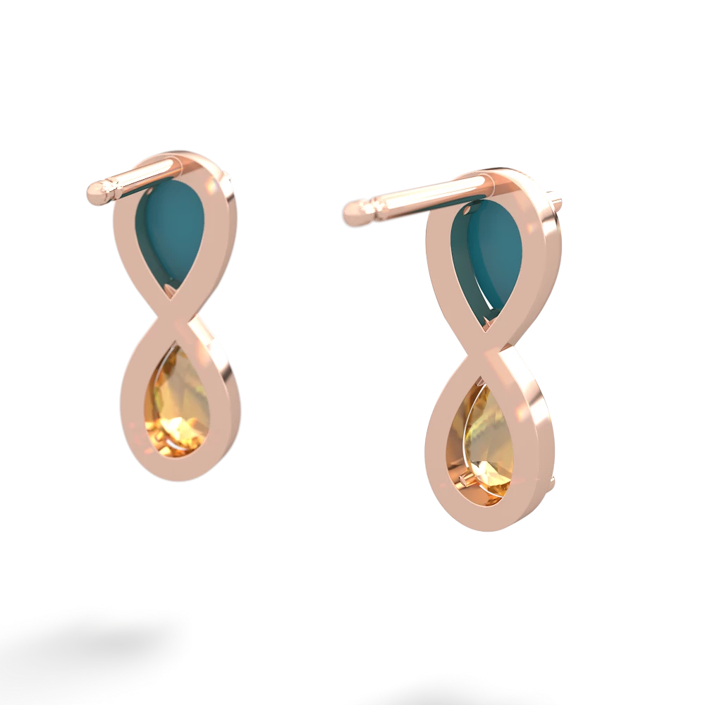 Turquoise Infinity 14K Rose Gold earrings E5050