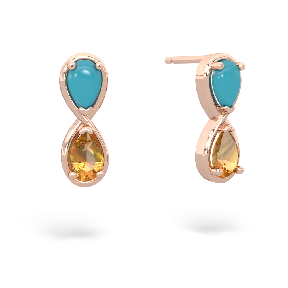 Turquoise Infinity 14K Rose Gold earrings E5050