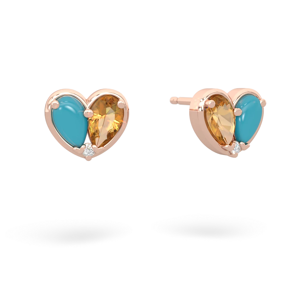 Turquoise 'Our Heart' 14K Rose Gold earrings E5072