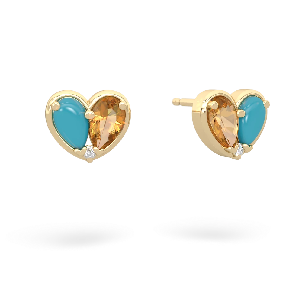 Turquoise 'Our Heart' 14K Yellow Gold earrings E5072