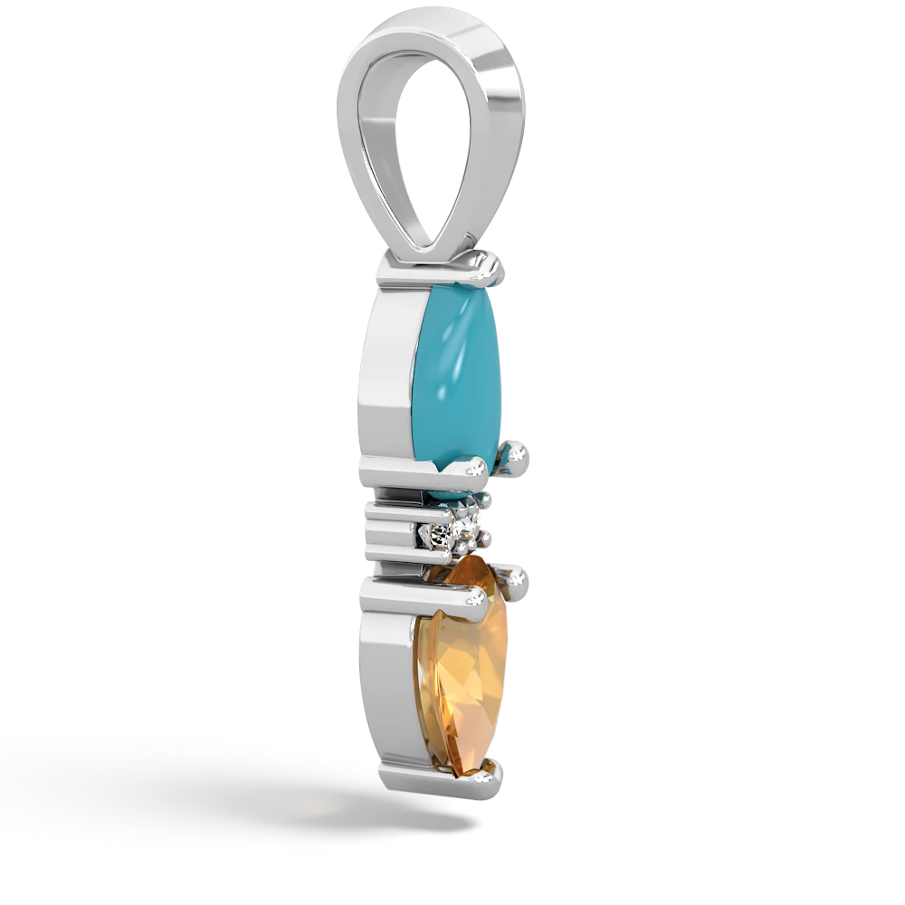 Turquoise Bowtie Drop 14K White Gold pendant P0865