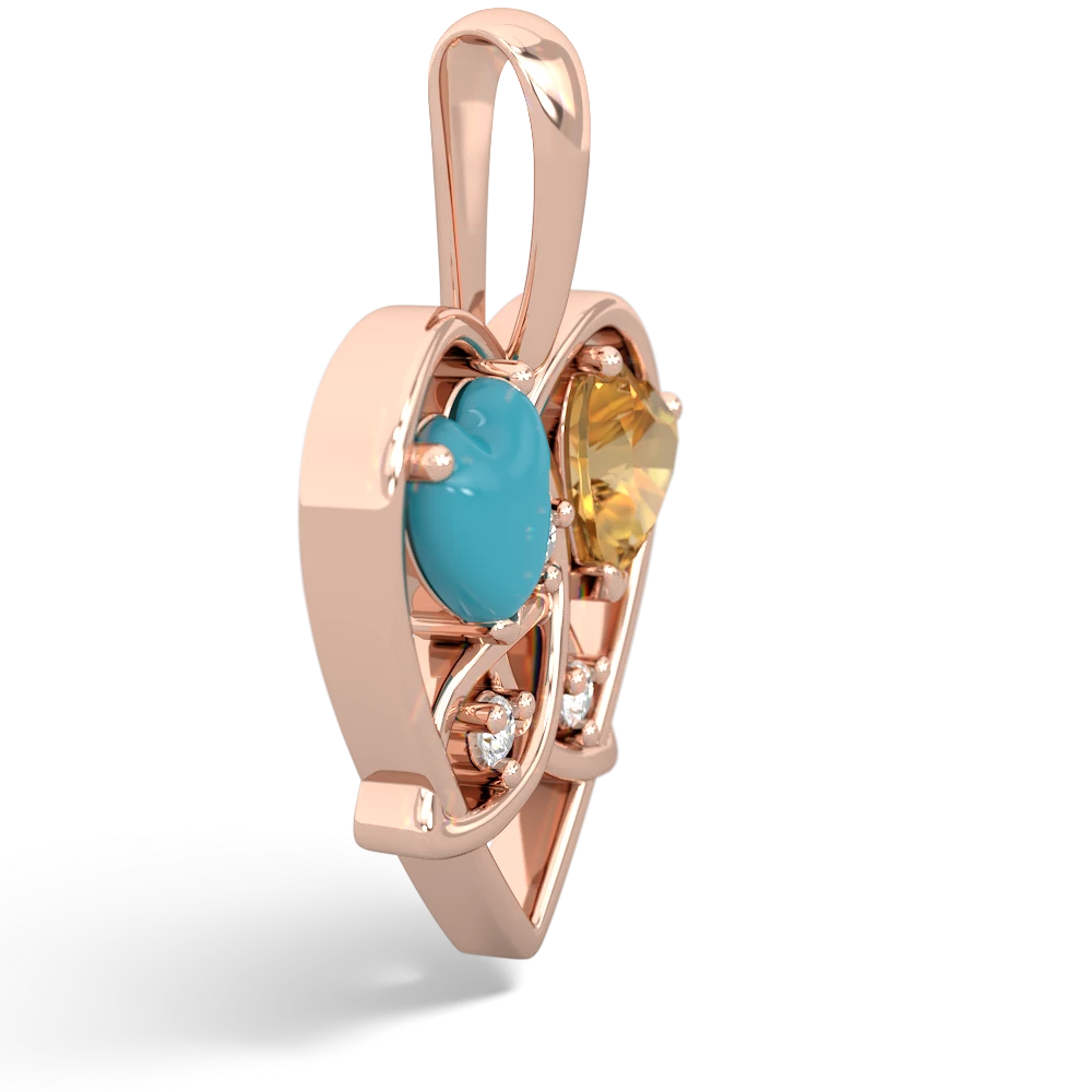 Turquoise Celtic Trinity Heart 14K Rose Gold pendant P5331