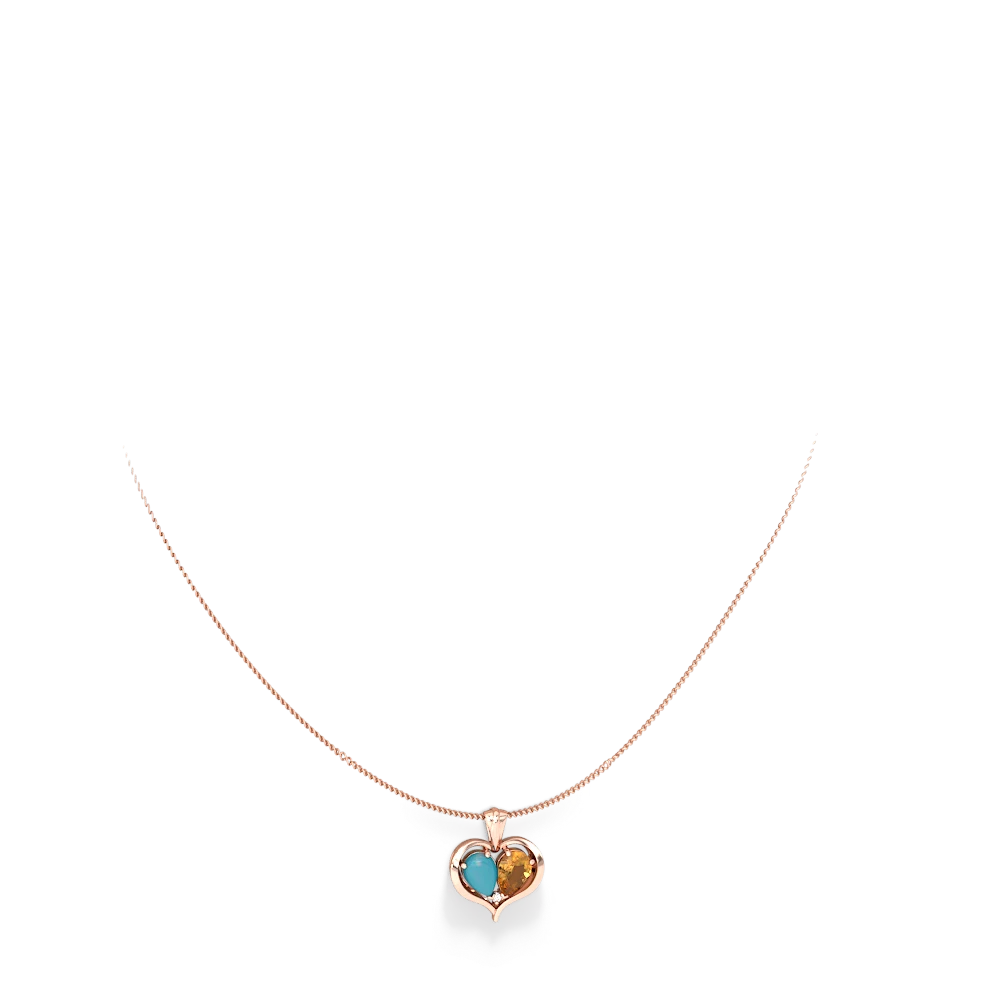 Turquoise Two Become One 14K Rose Gold pendant P5330