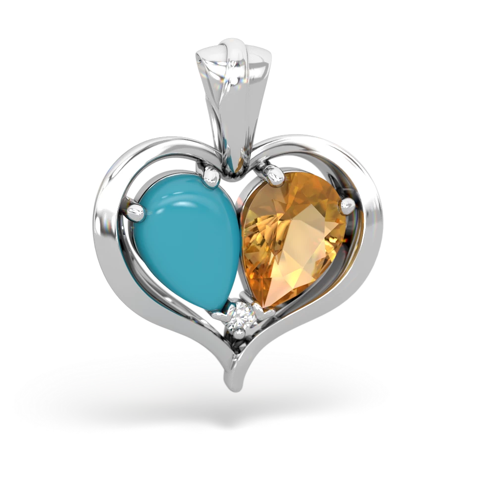 Turquoise Two Become One 14K White Gold pendant P5330