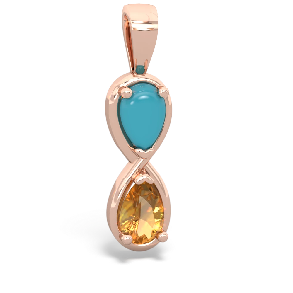 Turquoise Infinity 14K Rose Gold pendant P5050