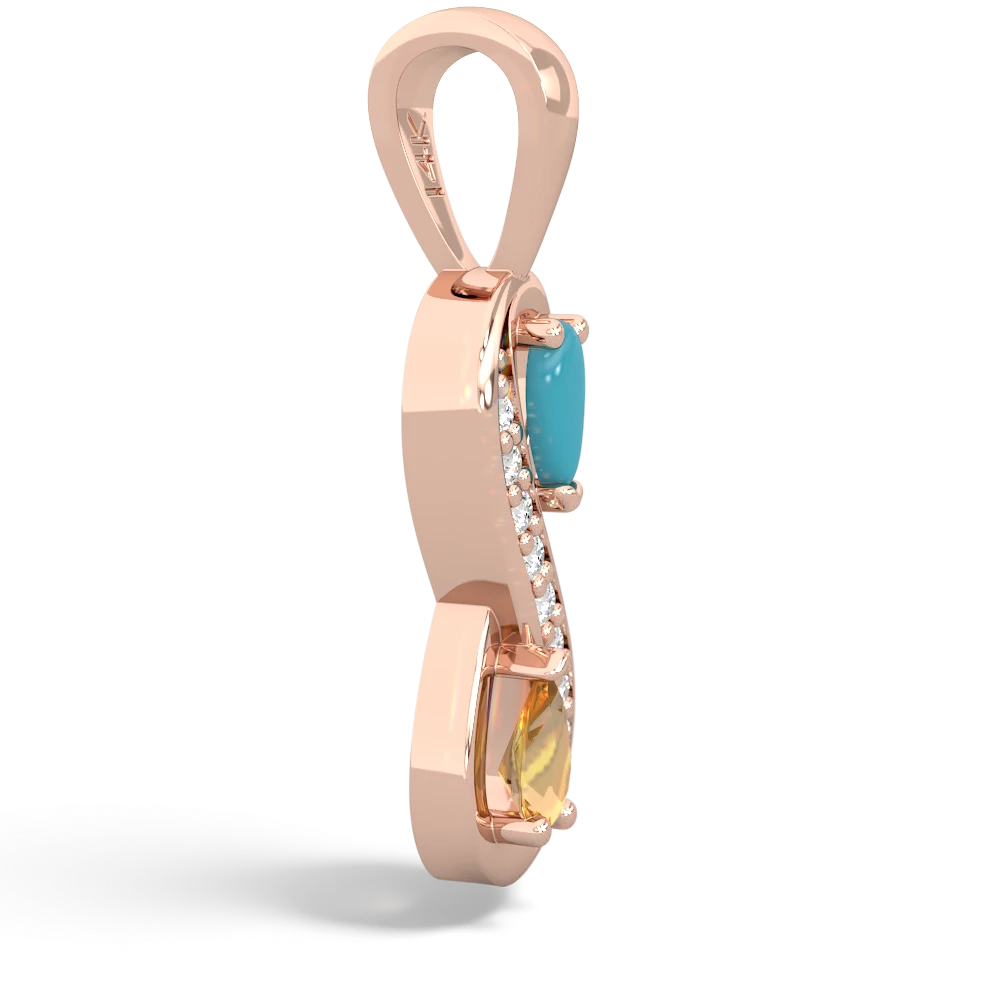 Turquoise Diamond Infinity 14K Rose Gold pendant P5390