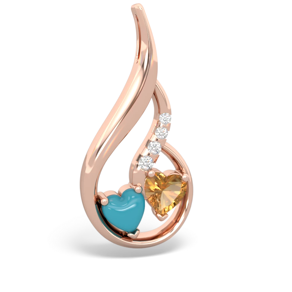 Turquoise Keepsake Curves 14K Rose Gold pendant P5450