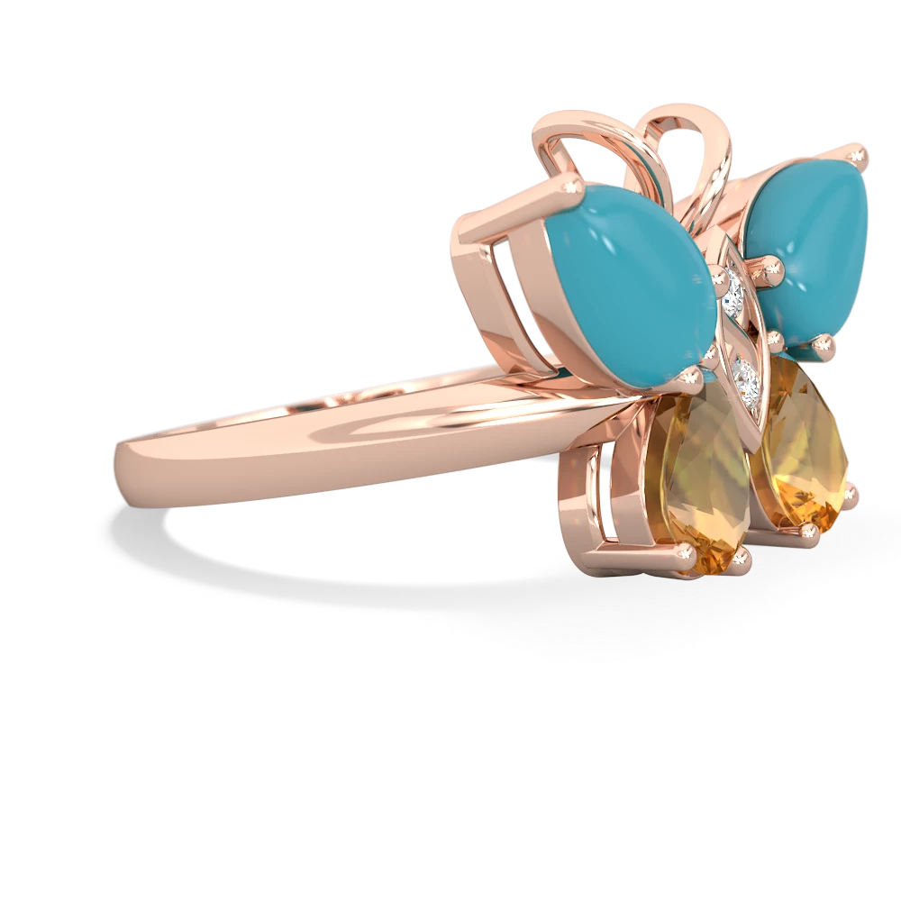 Turquoise Butterfly 14K Rose Gold ring R2215