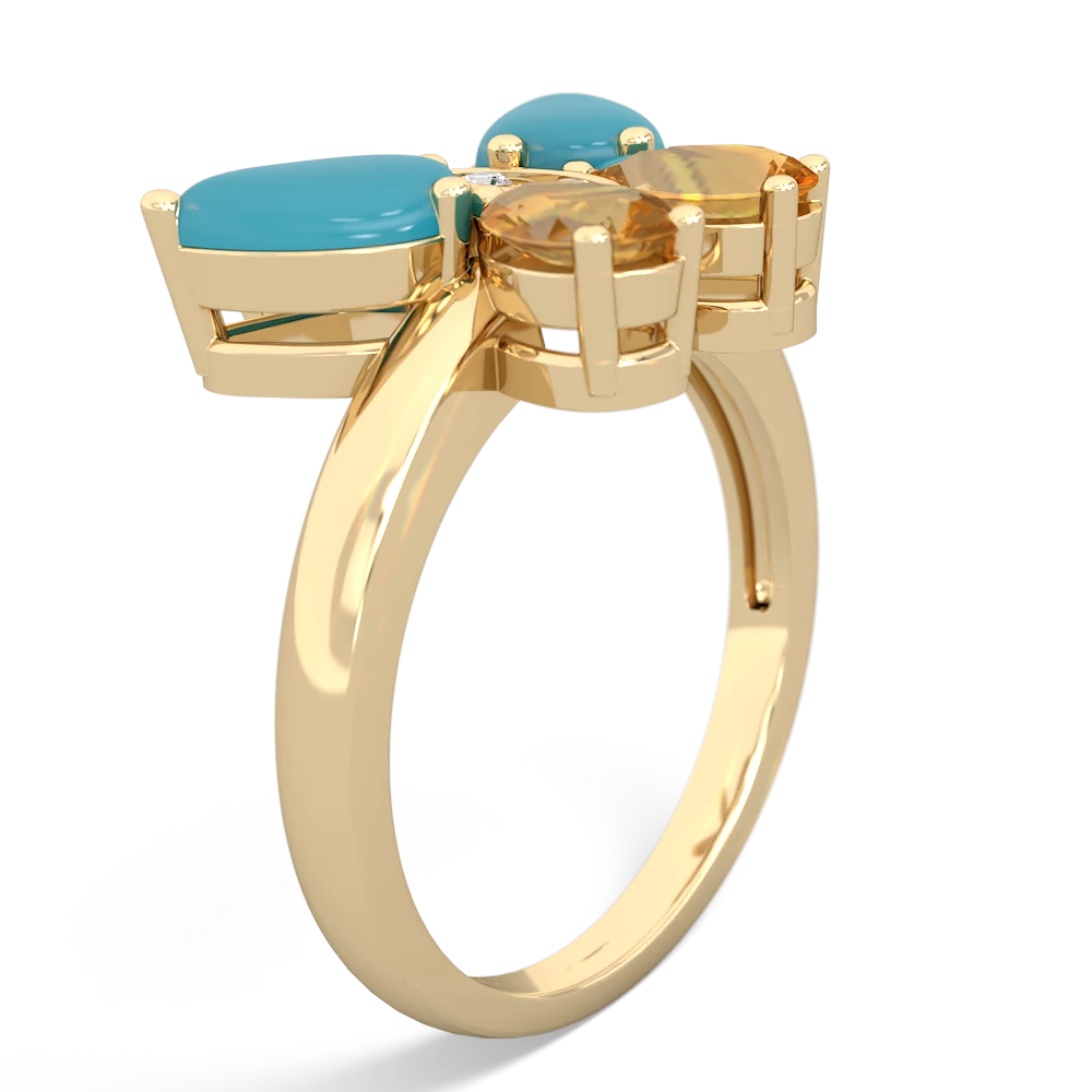 Turquoise Butterfly 14K Yellow Gold ring R2215