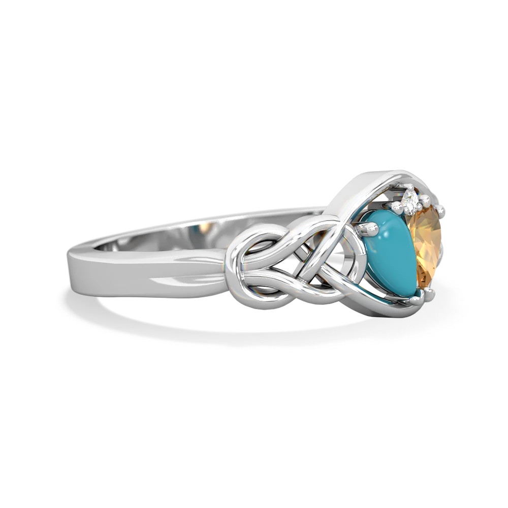 Turquoise Celtic Love Knot 14K White Gold ring R5420