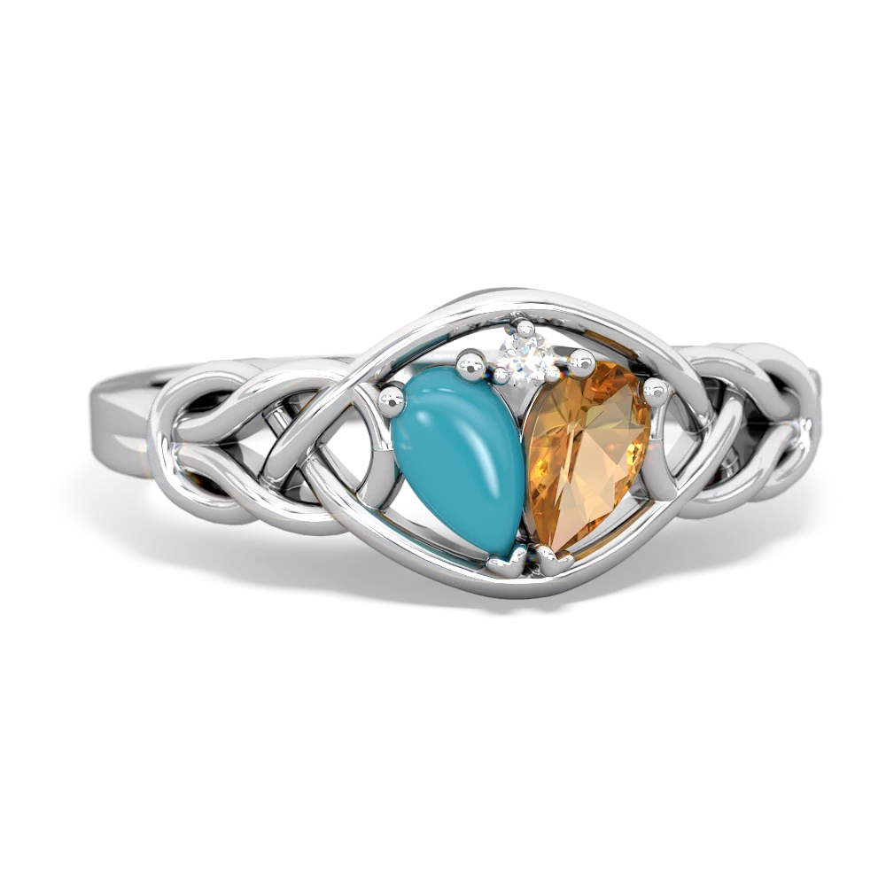 Turquoise Celtic Love Knot 14K White Gold ring R5420