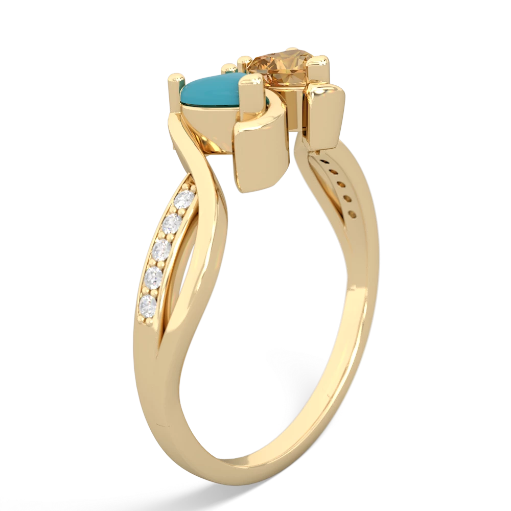 Turquoise Side By Side 14K Yellow Gold ring R3090